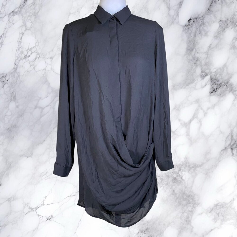 Krisa Drape Button Front Mini - Black - Picture 2 of 7